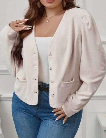 Cardigan SHEIN CURVE, ecru