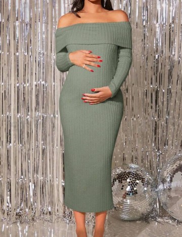 Rochie medie SHEIN Maternity, verde