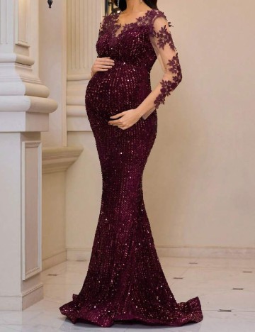 Rochie lunga SHEIN Maternity, visiniu