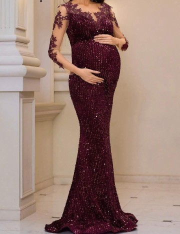 Rochie lunga SHEIN Maternity, visiniu