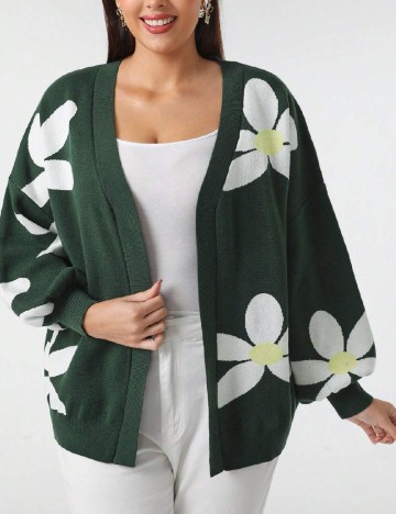 Cardigan SHEIN CURVE, verde