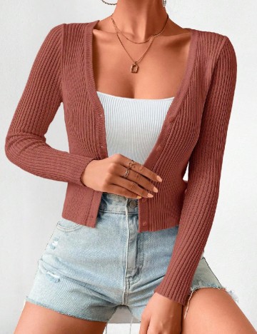 Cardigan SHEIN, maro