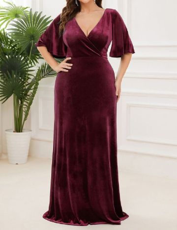 Rochie lunga Ever-Pretty Plus Size, visiniu