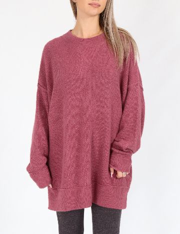 Pulover Oversize Aerie, roz pudra inchis