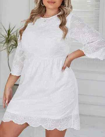 Rochie scurta Eilly Bazar Plus Size, alb Alb