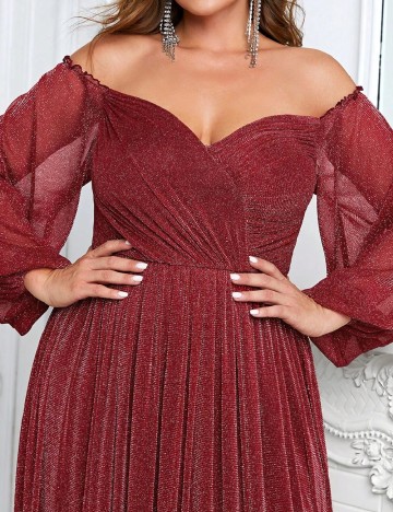 Rochie lunga Giffniseti Plus Size, rosu