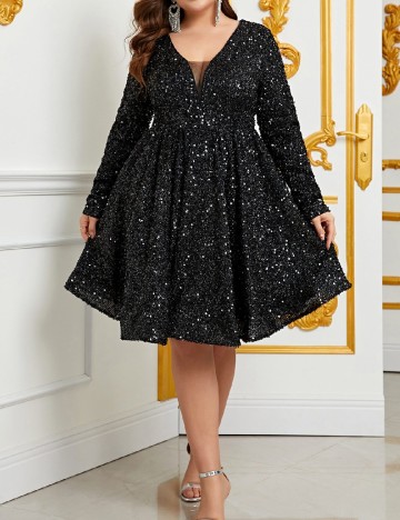 Rochie scurta Faeriesty Plus Size, negru