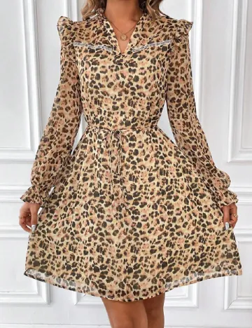 Rochie scurta SHEIN, maro Animal print