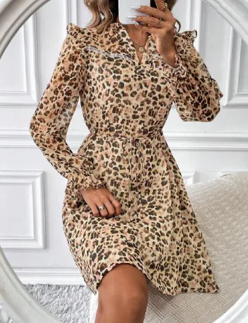 Rochie scurta SHEIN, maro Animal print