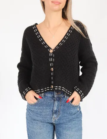 Cardigan Knit Mix, negru Negru