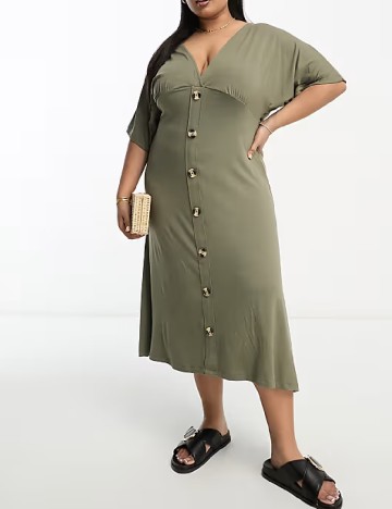 Rochie medie ASOS Curve, verde