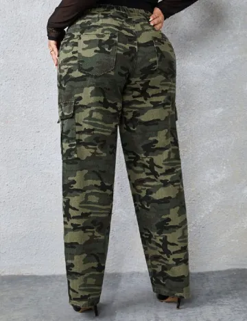 Pantaloni SHEIN CURVE, army Verde