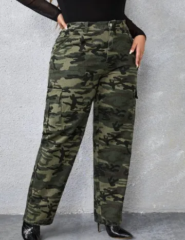 Pantaloni SHEIN CURVE, army Verde