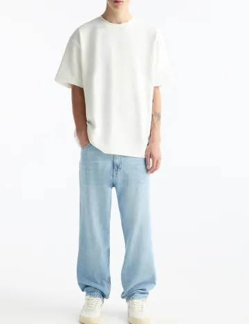 Tricou Oversize Pull&Bear, alb Alb