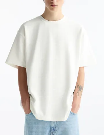 Tricou Oversize Pull&Bear, alb Alb