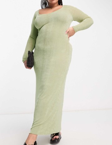 Rochie lunga ASOS Curve, verde