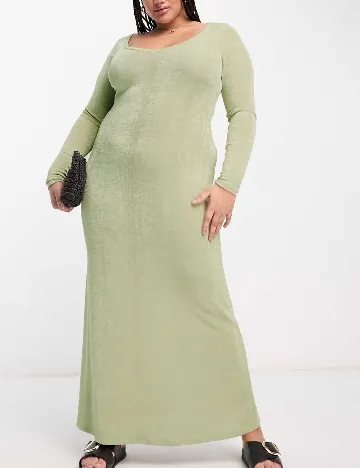 Rochie lunga ASOS Curve, verde Verde