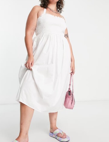 Rochie medie Collusion Plus Size, alb