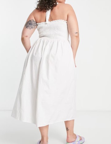 Rochie medie Collusion Plus Size, alb