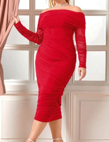 Rochie medie SHEIN CURVE, rosu