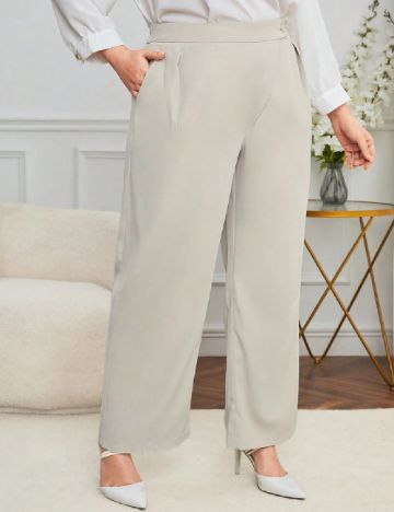 Pantaloni SHEIN CURVE, ecru