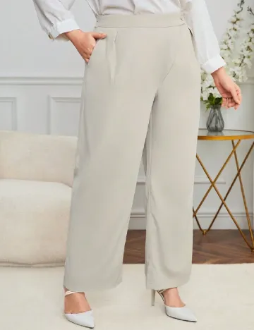 Pantaloni SHEIN CURVE, ecru Alb