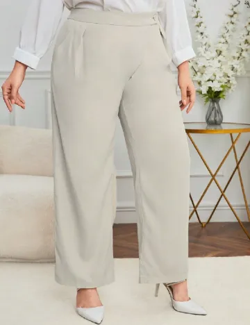 Pantaloni SHEIN CURVE, ecru Alb