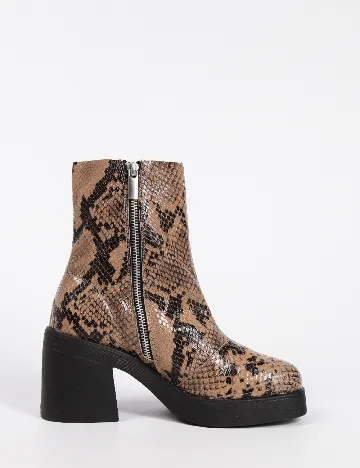 Botine Top Shop, imprimeu sarpe Animal print