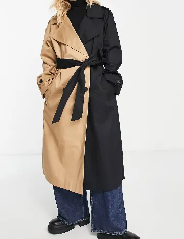 Trench ASOS, crem/negru Negru