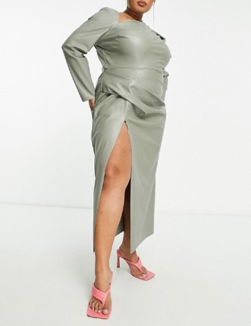 Rochie medie ASOS Curve, verde