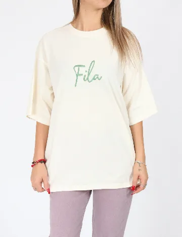 Tricou Oversize Fila, ecru Alb