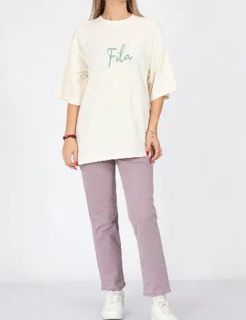 Tricou Oversize Fila, ecru Alb