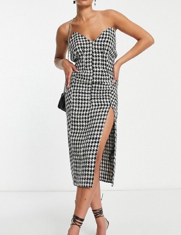 Rochie medie ASOS, alb/negru