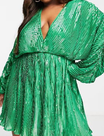 Rochie scurta ASOS Curve, verde