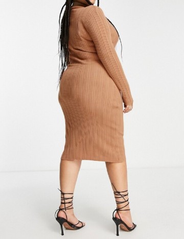 Rochie medie Plus Size I SAW IT FIRST, maro