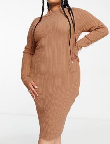 Rochie medie Plus Size I SAW IT FIRST, maro