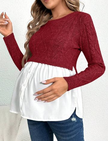 Bluza SHEIN Maternity, visiniu