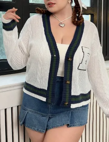 Cardigan SHEIN CURVE, alb Alb