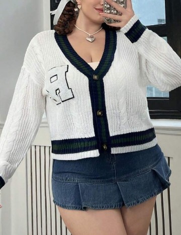 Cardigan SHEIN CURVE, alb