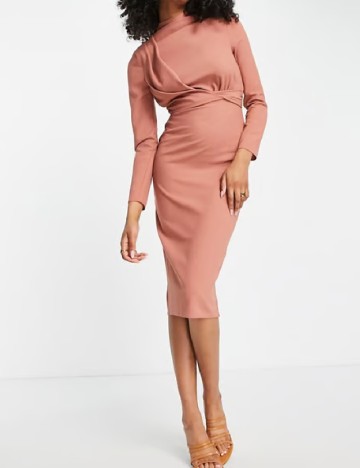 Rochie medie ASOS, roz pudra