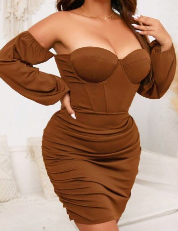 Rochie scurta SHEIN CURVE, maro