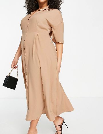 Rochie medie ASOS Curve, maro deschis