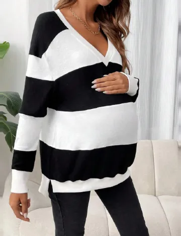 Bluza SHEIN Maternity, alb-negru Alb