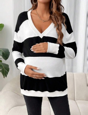 Bluza SHEIN Maternity, alb-negru