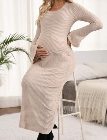 Rochie lunga SHEIN Maternity, crem