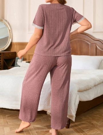 Pijama SHEIN CURVE, roz pudra