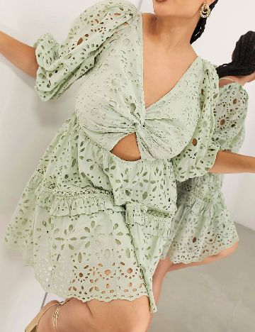 Rochie scurta ASOS Curve, verde