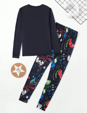 Pijama Shein Kids, negru Negru