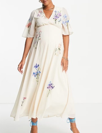 Rochie lunga Hope & Ivy Maternity, crem