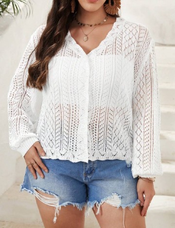 Cardigan SHEIN CURVE, alb